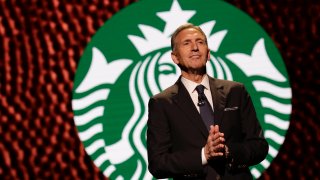 Starbucks Chairman and CEO Howard Schultz speaks at the Annual Meeting of Shareholders in Seattle, Washington on March 22, 2017.