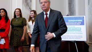 U.S. Senator Lindsey Graham (R-KY) unveils a nationwide abortion bill with new restrictions during a news conference on Capitol Hill in Washington, September, 13, 2022.
