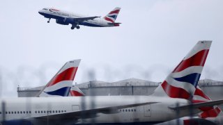 British Airways Airbus A319 aircraft takes off from Heathrow Airport in London, Britain, May 17, 2021.