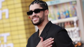 Puerto Rican rapper-actor Bad Bunny attends the Los Angeles premiere of “Bullet Train” at the Regency Village theatre in Westwood, California, August 1, 2022.