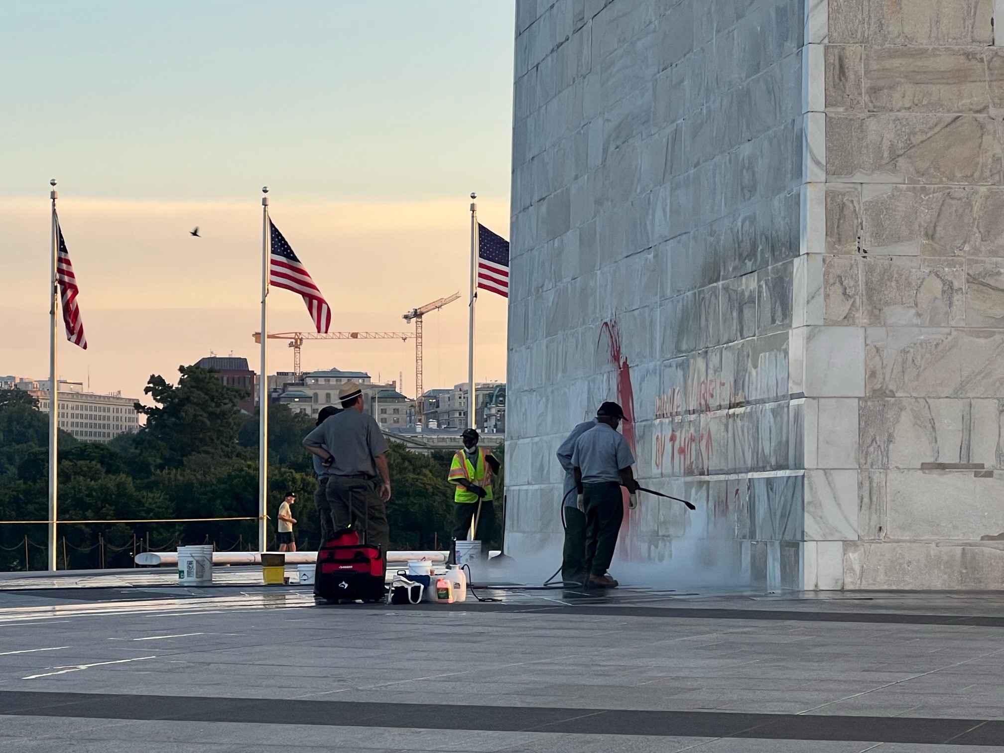 DC Washington Monument Vandalized With Red Paint, Profanity NBC New York
