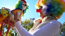 Cleo The Clown Chihuahua and her owner participate in the Annual Tompkins Square Halloween Dog Parade. (Photo by Alexi Rosenfeld/Getty Images)