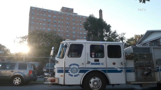 firetruck parked outside of Newark building