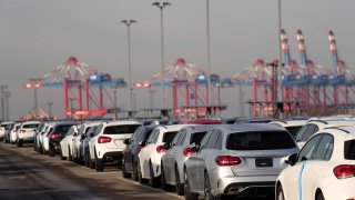 From Teslas to BMWs, Cars Are Piling Up on Land and at Sea in German Port of Bremerhaven