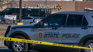 The site of a fatal shooting in a Walmart on Nov. 23, 2022, in Chesapeake, Virginia.