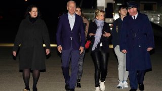 President Joe Biden and first lady Jill Biden arrive to board Air Force One