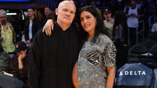 FILE - Flea and his wife Melody Ehsani attend a basketball game between the Los Angeles Lakers and the Denver Nuggets at Crypto.com Arena on October 30, 2022 in Los Angeles, Calif.