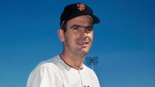 A portrait of Gaylord Perry, then a San Francisco Giants pitcher, during spring training.