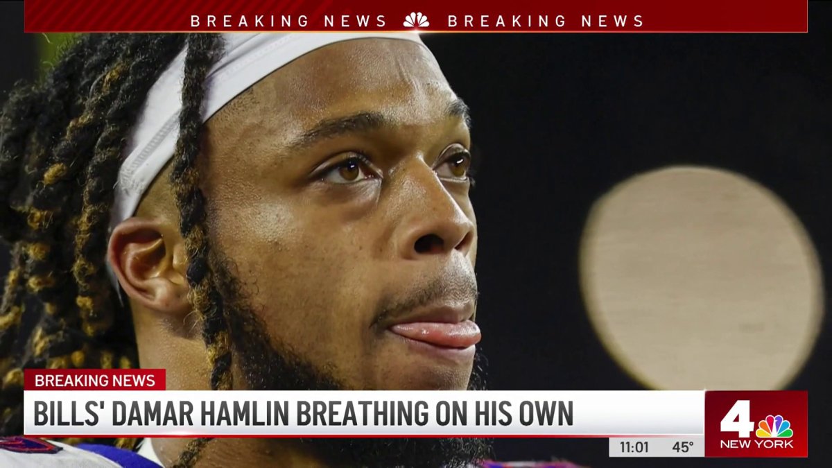 Buffalo Bills Safety Damar Hamlin Breathing on His Own NBC New York