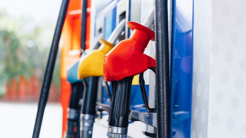 Fuel nozzles, Close-up of fuel pumps at gas station