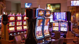 Lit up slot machines