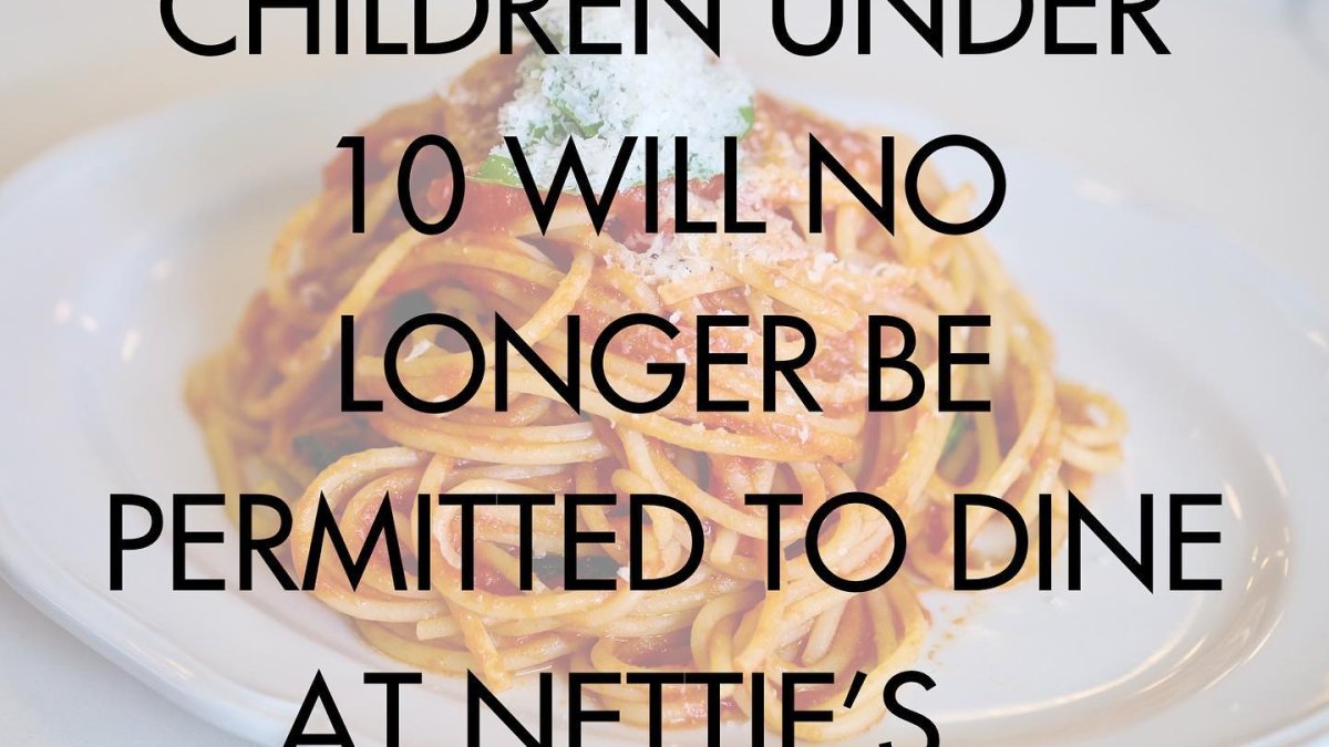 NJ Restaurant Banning Children Younger Than 10 Years Old From Dining There