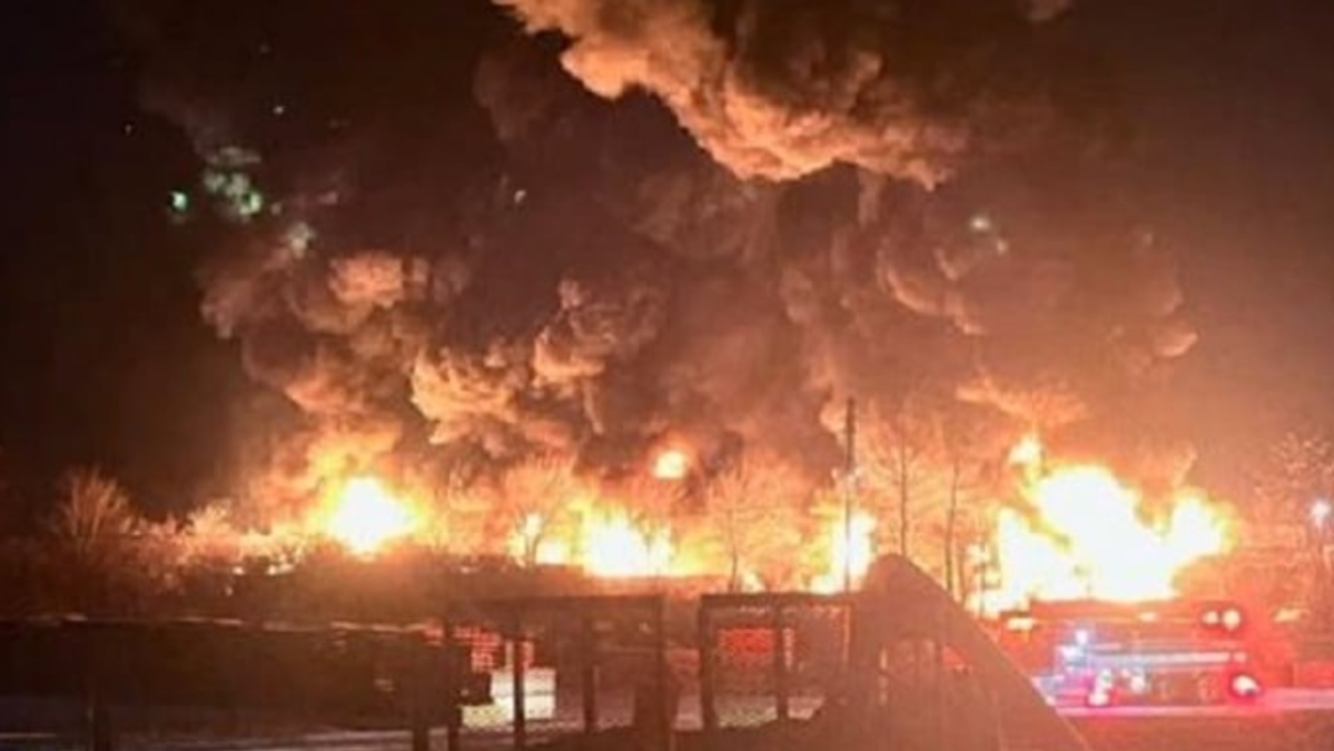 Train Derailment in Eastern Ohio Causes Massive Fire, Prompts