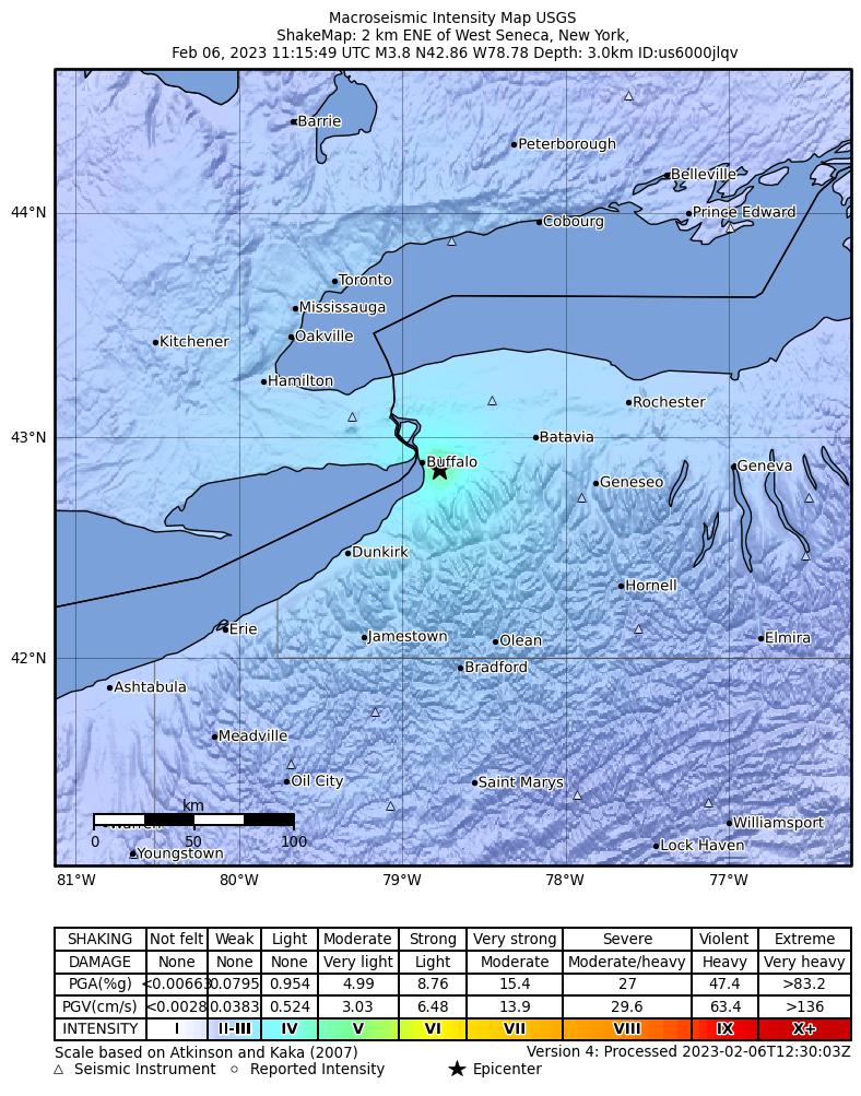 Earthquake in Buffalo USGS Records 3.8 Magnitude Near West Seneca