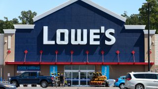 The Lowe’s logo is displayed on the front of the store near Bloomsburg.