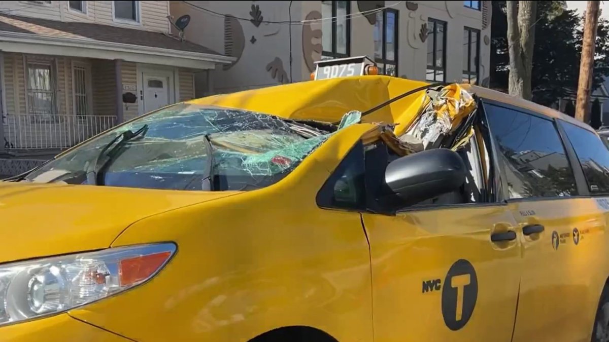 Boom Truck Smashes Onto Roof of Cab in Brooklyn; Driver, Passengers Miraculously OK