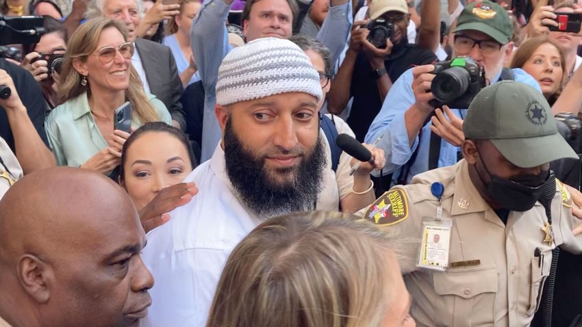 Adnan Syed leaves the courthouse after being released from prison Monday, Sept. 19, 2022, in Baltimore. (Kevin Richardson/The Baltimore Sun/Tribune News Service via Getty Images)