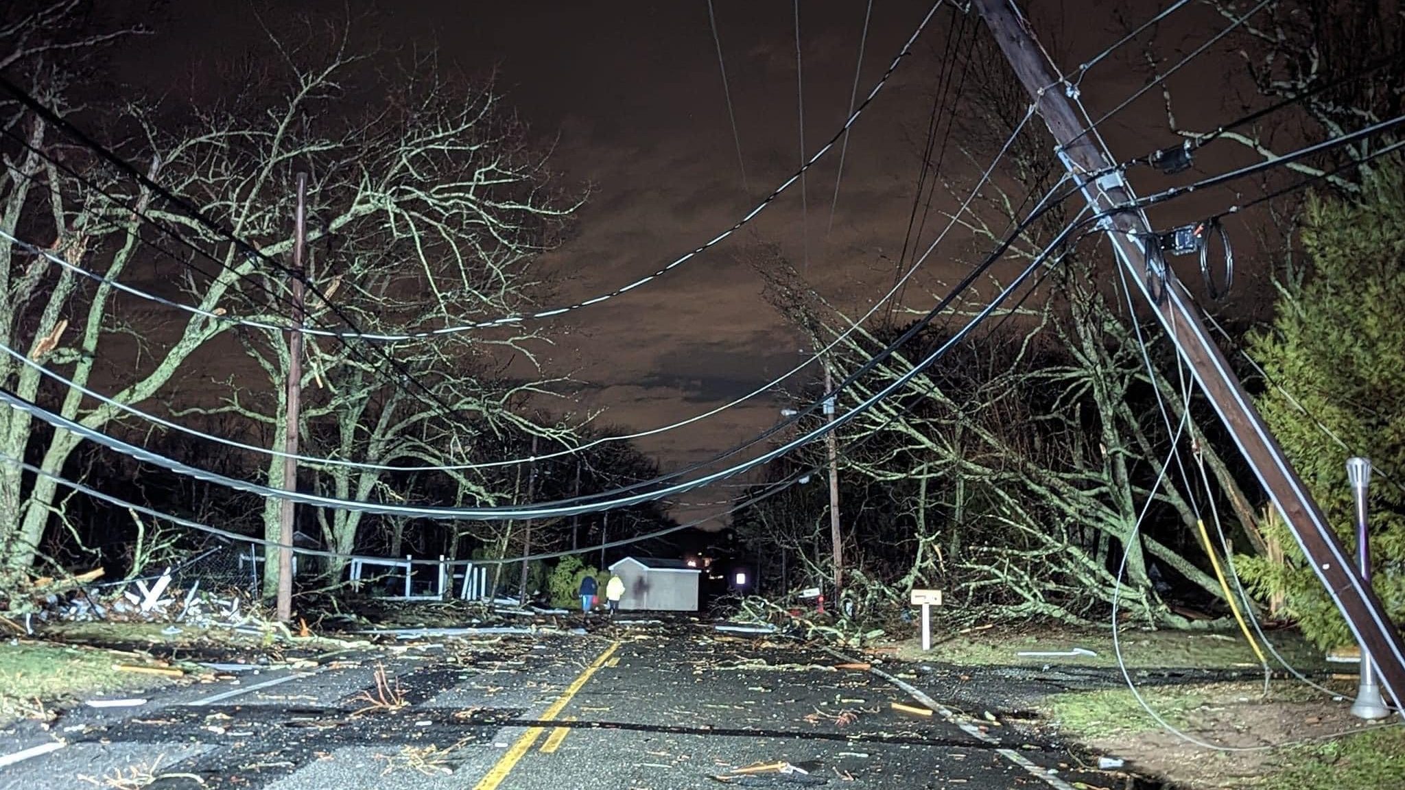 Storm damage in Jackson Township, New Jersey.