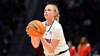 Hailey Van Lith #10 of the Louisville Cardinals shoots the ball against the Ole Miss Rebels during the third quarter in the Sweet 16 round of the NCAA Women’s Basketball Tournament at Climate Pledge Arena on March 24, 2023 in Seattle, Washington.