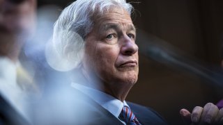 Jamie Dimon, chairman and chief executive officer of JPMorgan Chase & Co., during a Senate Banking, Housing, and Urban Affairs Committee hearing in Washington, D.C., US, on Thursday, Sept. 22, 2022.