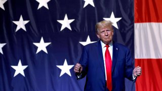 Former U.S. President Donald Trump arrives to deliver remarks during the Georgia state GOP convention at the Columbus Convention and Trade Center on June 10, 2023 in Columbus, Georgia. 