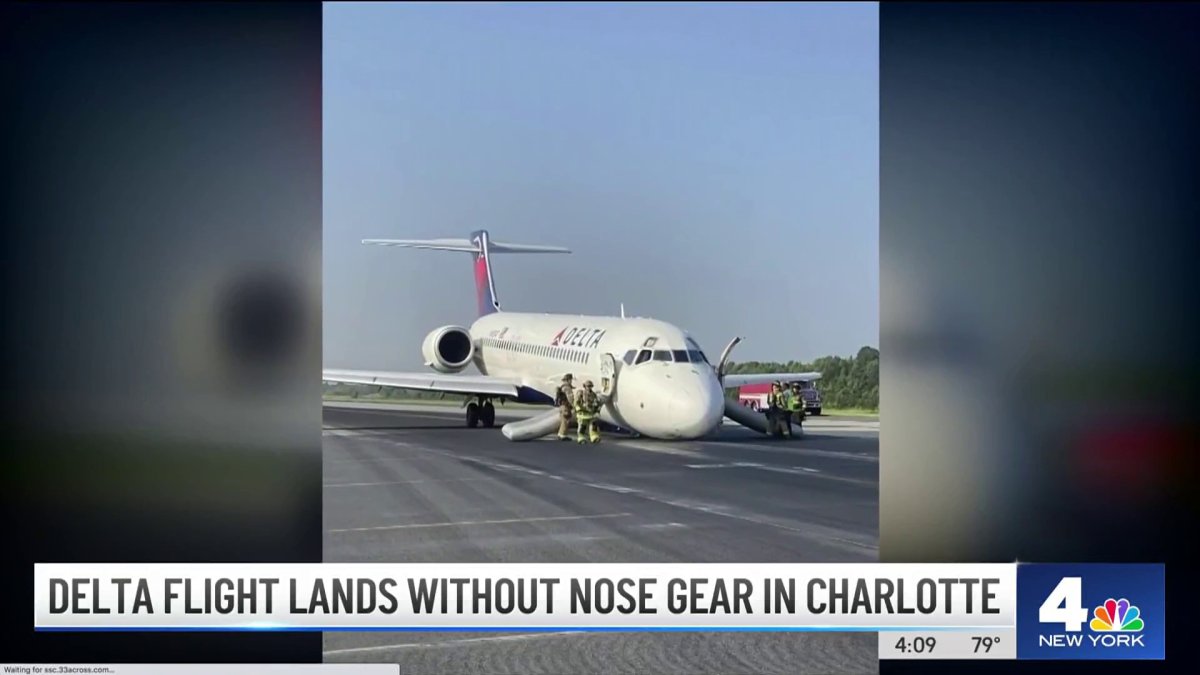 Delta flight lands without nose gear in Charlotte NBC New York