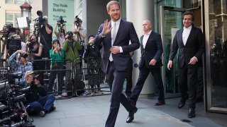Prince Harry leaves the High Court after giving evidence in London, June 7, 2023.