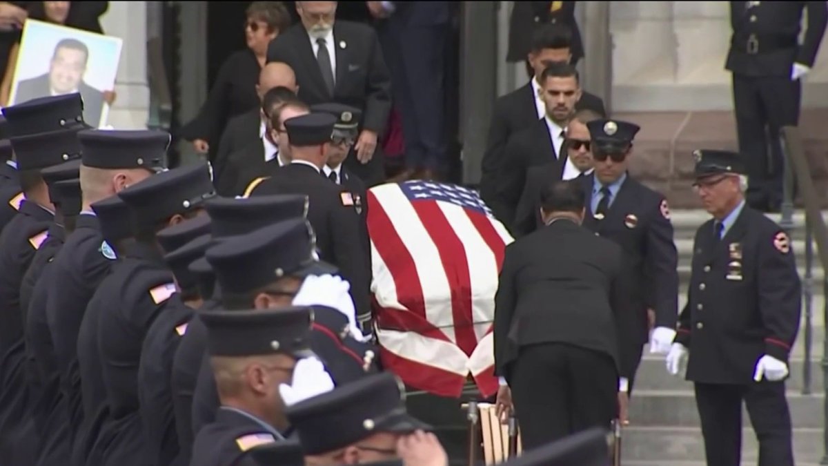 Funeral of firefighter Augusto Acabou, killed in Port Newark 