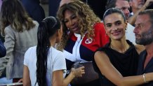 FORT LAUDERDALE, FLORIDA - JULY 21: (L-R) Celebrity Kim Kardashian talks with WTA tennis player Serena Williams during the Leagues Cup 2023 match between Cruz Azul and Inter Miami CF at DRV PNK Stadium on July 21, 2023 in Fort Lauderdale, Florida. (Photo by Mike Ehrmann/Getty Images)