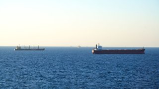 Grain ship on the Black Sea on July 17, 2023.