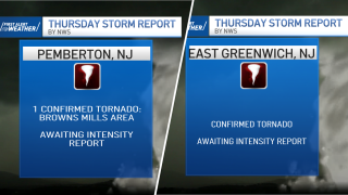 Graphics show New Jersey tornadoes.