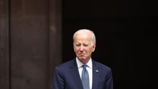 U.S. President Joe Biden looks on during a welcome ceremony as part of the ‘2023 North American Leaders’ Summit at Palacio Nacional on January 09, 2023 in Mexico City, Mexico.