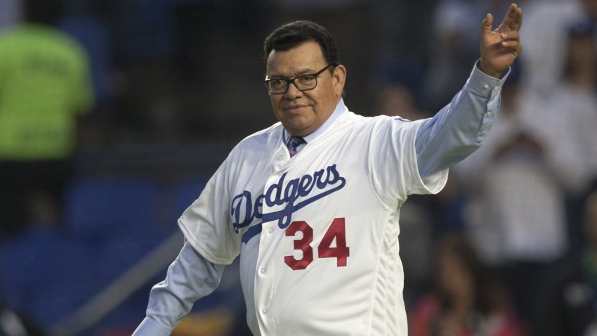 Mexican Fernando Valenzuela, ex-MLB Los Angeles Dodgers player, greets fans in the inaugural MLB game between Los Angeles Dodgers and San Diego Padres at Monterrey Stadium in Monterrey Nuevo Leon on May 4, 2018. (Photo by Julio Cesar AGUILAR / AFP)        (Photo credit should read JULIO CESAR AGUILAR/AFP via Getty Images)