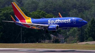 FILE - Southwest Airlines Boeing 737 lands at Manchester Boston Regional Airport, June 2, 2023, in Manchester, N.H.