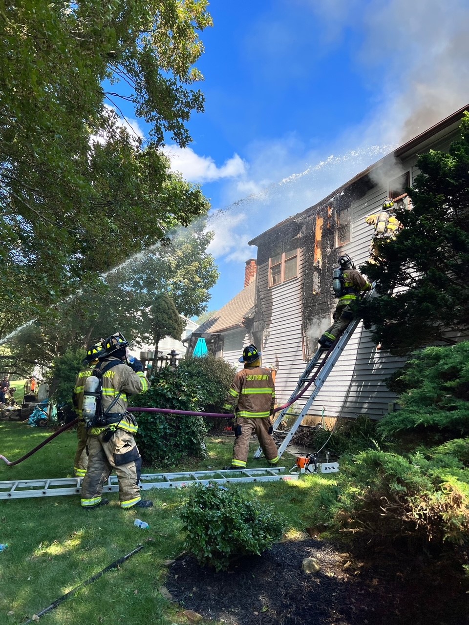Firefighter rescued from collapsed burning home in Woodbury, Conn