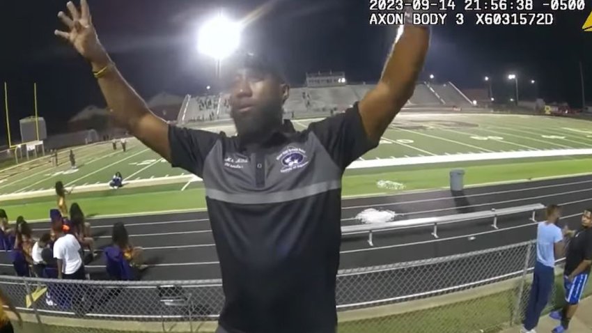 Minor High School’s band director conducts following a football game in Birmingham, Ala., on Sept. 14, 2023.