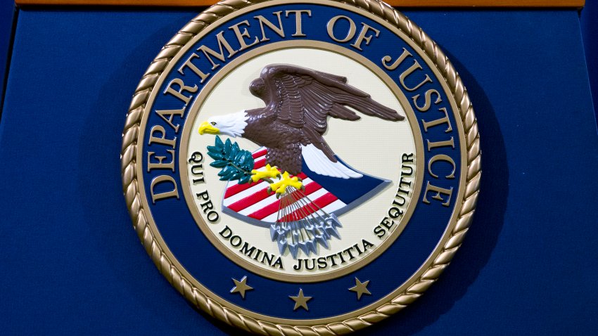 The Department of Justice seal is seen in Washington, Nov. 28, 2018.