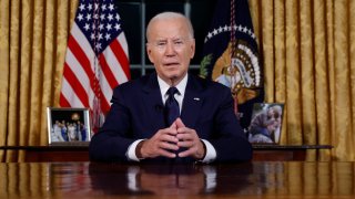 U.S.  President Joe Biden delivers a prime-time address to the nation about his approaches to the conflict between Israel and Hamas, humanitarian assistance in Gaza and continued support for Ukraine in their war with Russia, from the Oval Office of the White House in Washington, U.S. October 19, 2023. 