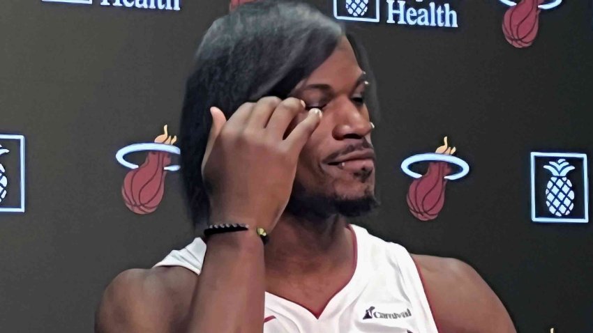 Miami Heat player Jimmy Butler attends the team’s media day in Miami on Monday, Oct. 2, 2023.