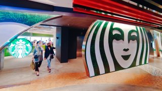 The ornate art decor of the Starbucks coffee chain in Xujiahui district attracts customers’ attention in Shanghai, China, May 12, 2021.