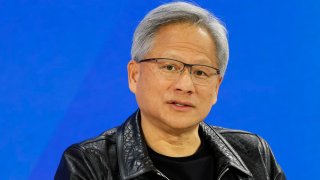 Founder and C.E.O. of NVIDIA Jensen Huang speaks during the New York Times annual DealBook summit on November 29, 2023 in New York City.