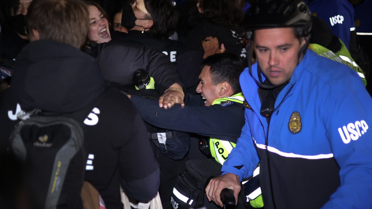 1 arrested after Pro-Palestinian protesters clash with Capitol police outside DNC headquarters