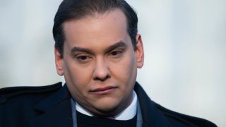 Representative George Santos, a Republican from New York, during a news conference outside the US Capitol in Washington, DC, US, on Thursday, Nov. 30, 2023.