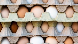 Farm Fresh Eggs in Stacked Crates