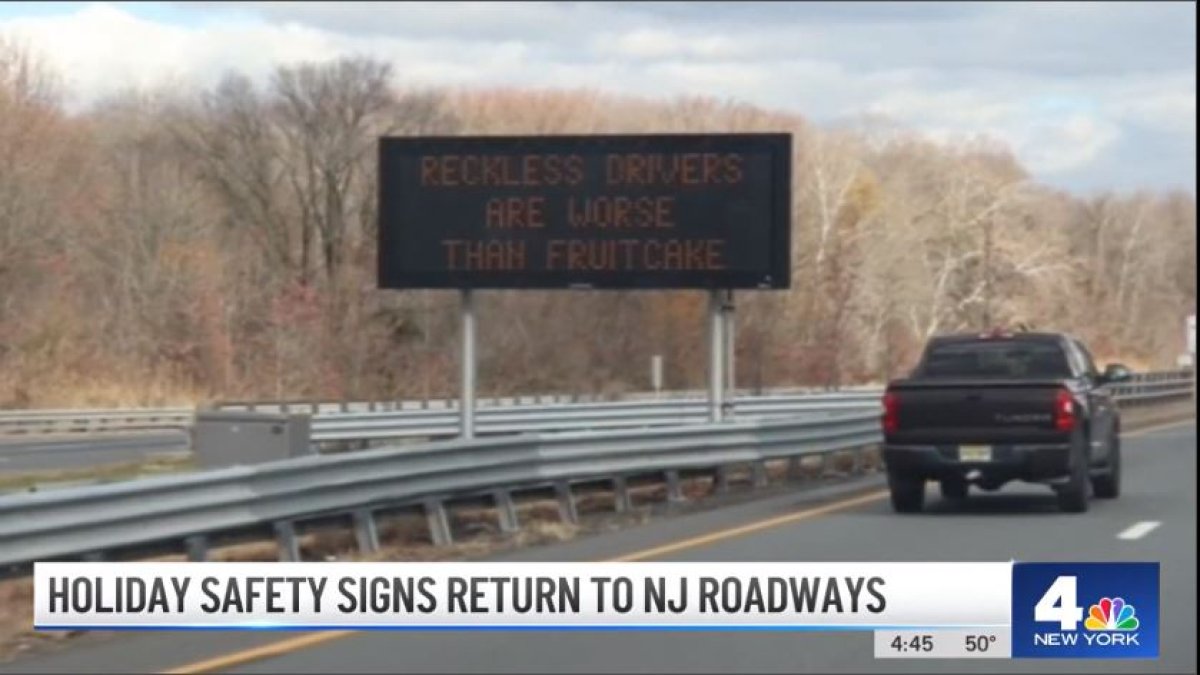 New Jersey highway signs delivering snarky holiday messages again this year