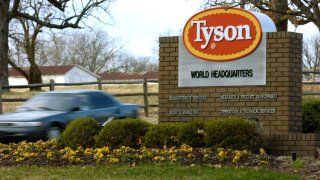 Tyson Foods Inc., sign at Tyson headquarters in Springdale, Ark.