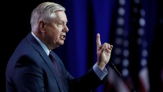 Sen. Lindsey Graham (R-SC) speaks about limits on abortion at the Faith and Freedom Road to Majority conference at the Washington Hilton on June 23, 2023 in Washington, DC.