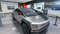 A Tesla Cybertruck at a Tesla store in San Jose, California, US, on Tuesday, Nov. 28, 2023. The first Cybertruck customers will receive the vehicles during a launch event at Tesla’s Austin headquarters this week. Photographer: David Paul Morris/Bloomberg via Getty Images