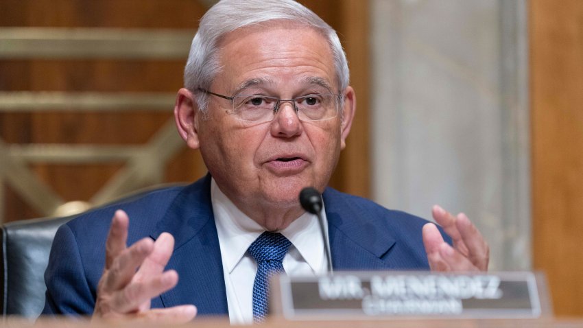 FILE – Sen. Bob Menendez, D-N.J., chair of the Senate Foreign Relations Committee speaks during Senate Foreign Relations Committee hearing on the budget request for the State Department for fiscal year 2024, on Capitol Hill, March 22, 2023, in Washington. Menendez faces a new allegation that he used clout to help businessman get deal with Qatari investment fund. (AP Photo/Jose Luis Magana, File)