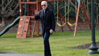 President Joe Biden walks to board Marine One on the South Lawn